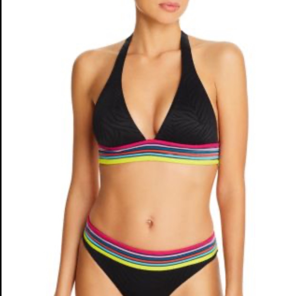 Trina Turk New Black Halter Bikini Top 8